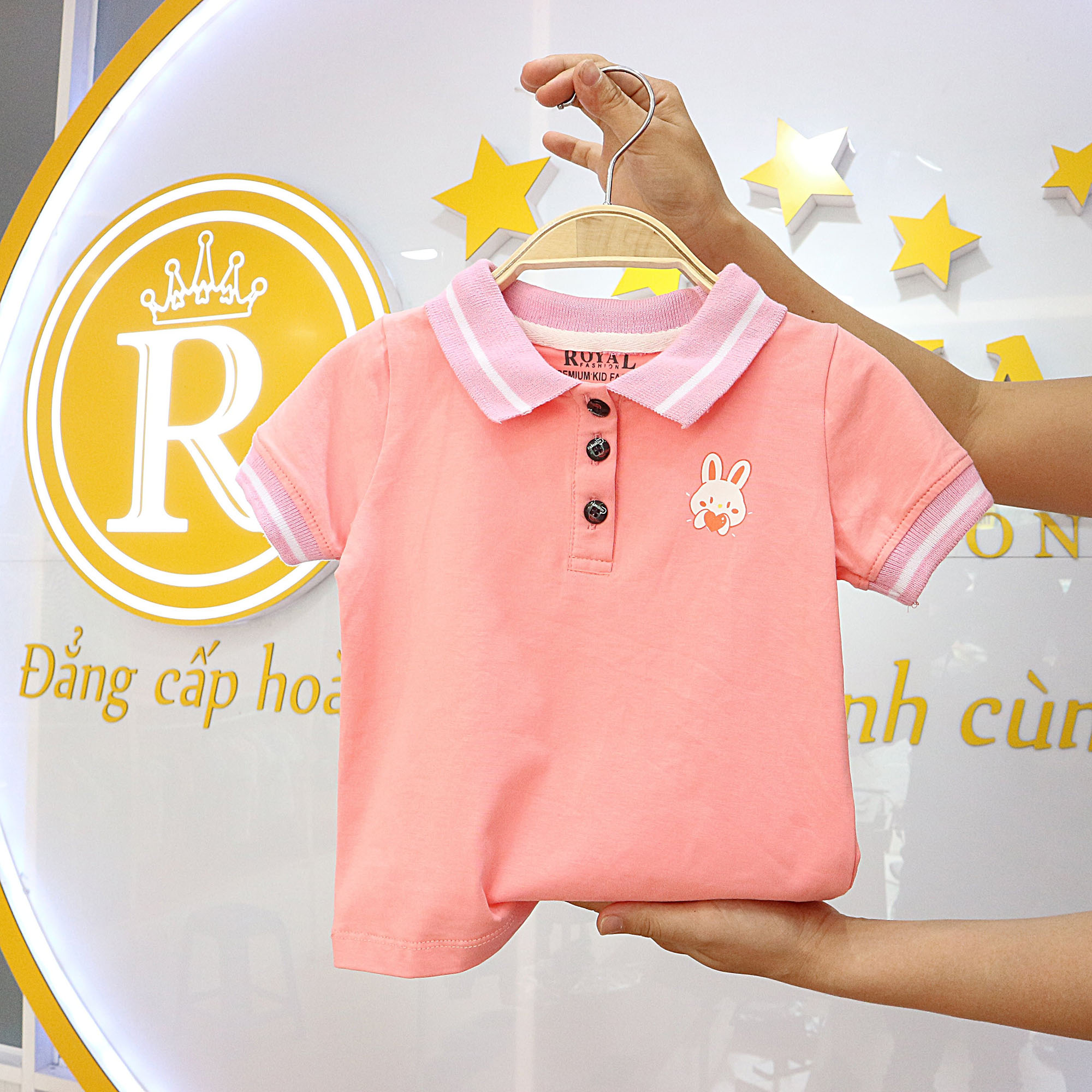[HCM]Áo Thun Cotton Mẫu Polo Cao cấp Màu Hồng cho Bé Gái 8-27kg