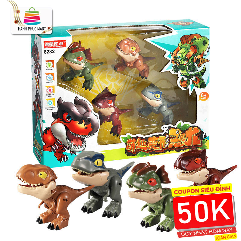 Đồ Chơi Trẻ Em Combo 04 Chú Khủng Long Có thể biến thành Robot theo Khớp Chất Liệu Nhựa ABS Quà tặng sinh nhật ,quà tặng bé trai