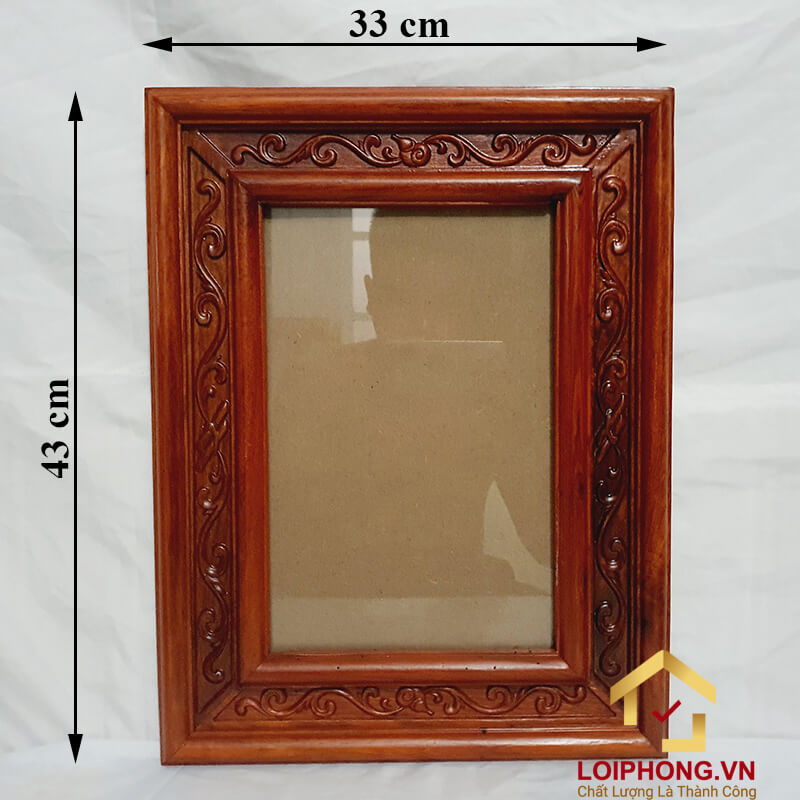 Khung ảnh thờ treo tường gỗ hương cho ảnh 20x30cm kích thước 33x43 cm