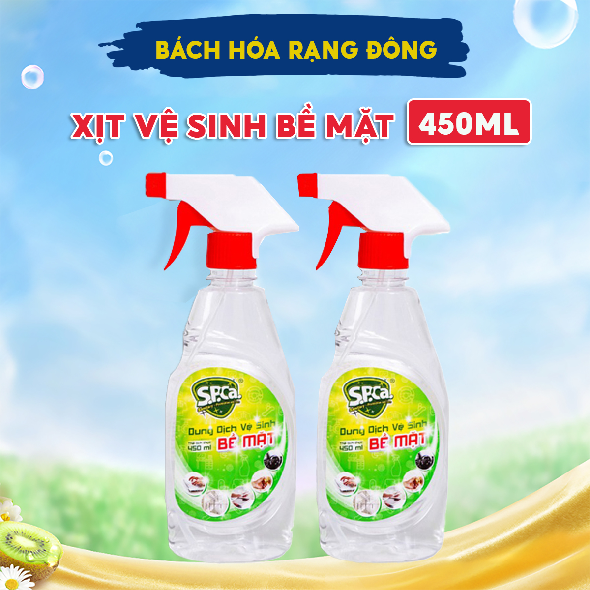 Chai xịt vệ sinh bề mặt SPCA 450ml kháng khuẩn đa năng trên mọi bề mặt