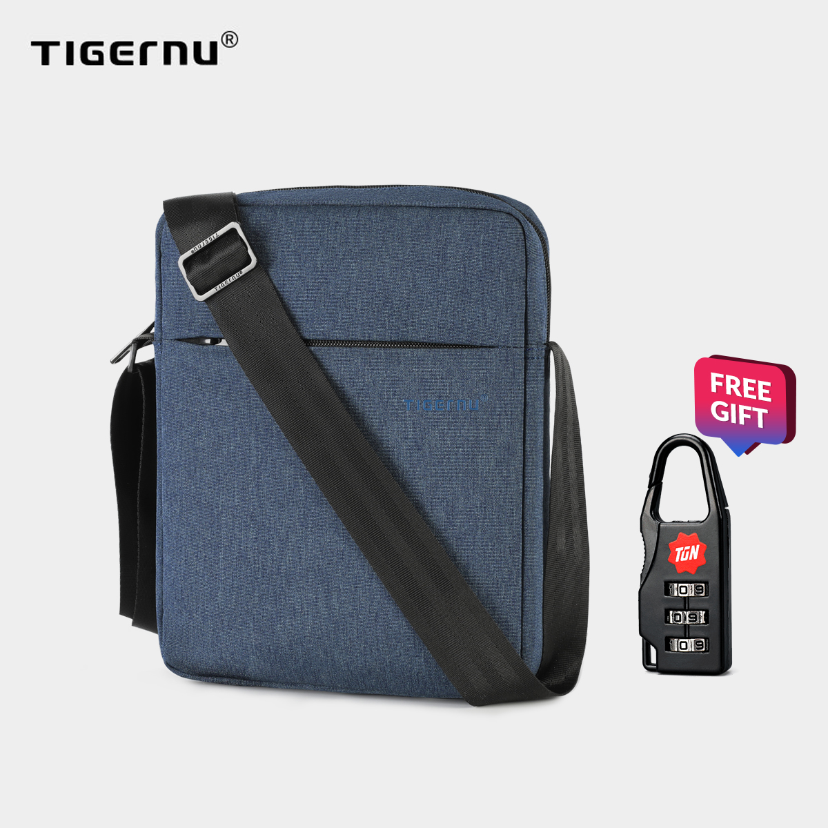 Tigernu 5102 Túi Đeo Chéo Cho Nam Vải Bố Ngăn Chống Nước Kèm Khóa Số Cao Cấp,Kiểu Dáng Thời Trang