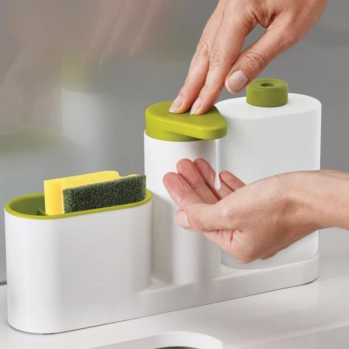 Kệ để đồ rửa chén, nước rửa bát, rửa tay đa năng dạng bơm rất thuận tiện và sạch sẽ