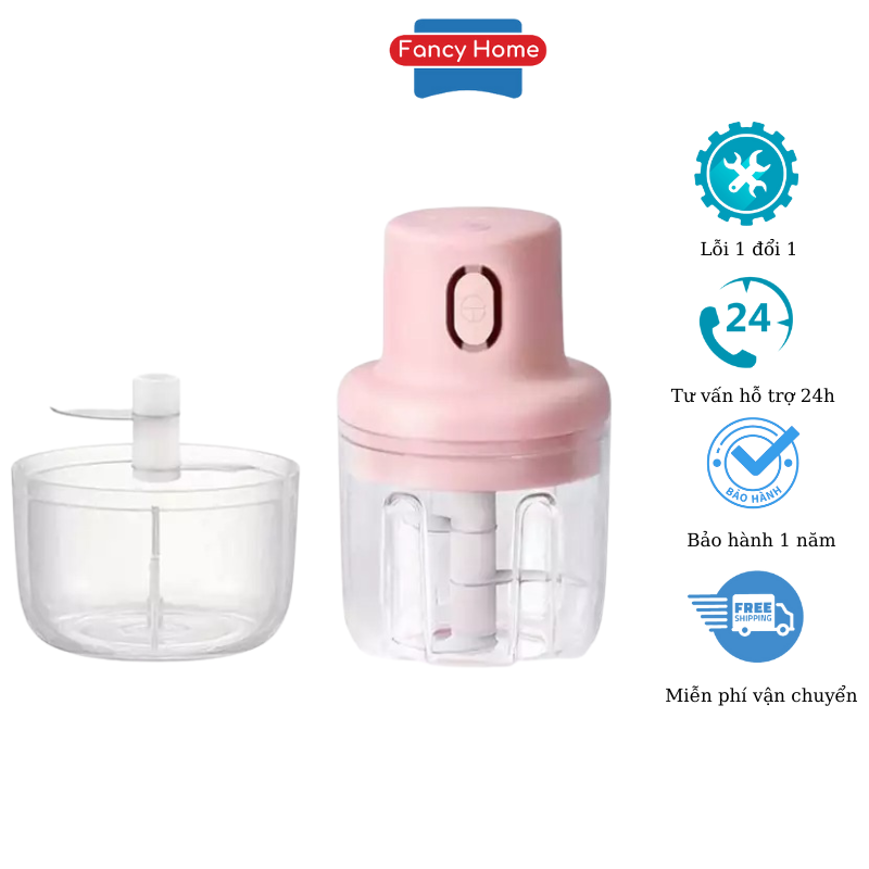 Máy Xay Tỏi Ớt Mini Cầm Tay Thể Tích 250ml Sạc Bằng Điện Có Cổng Sạc Usb, Dễ Sử Dụng- Fancy Home7