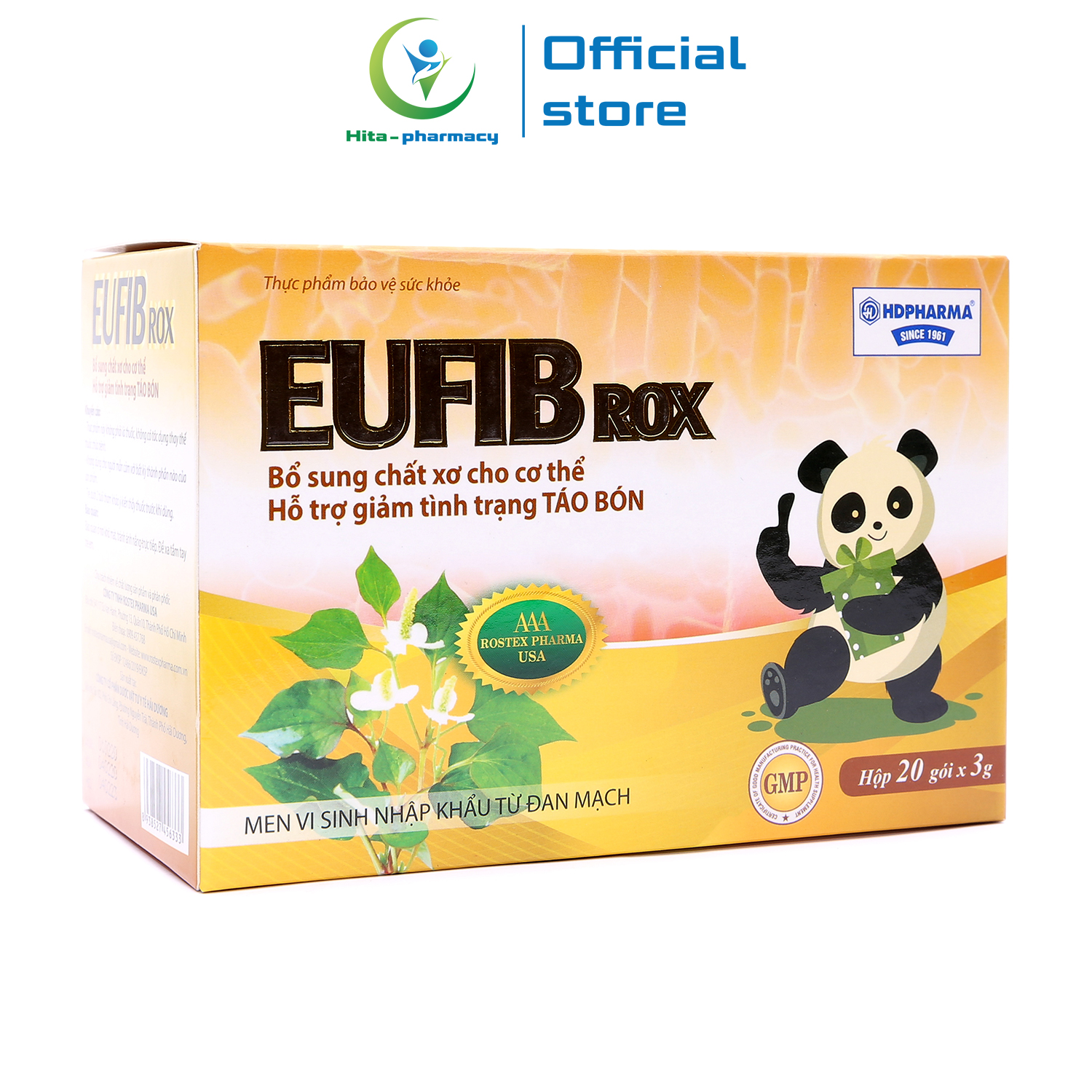 Men vi sinh EUFIB Rox bổ sung chất xơ, giảm táo bón, giảm rối loạn tiêu hóa - Hộp 20 gói