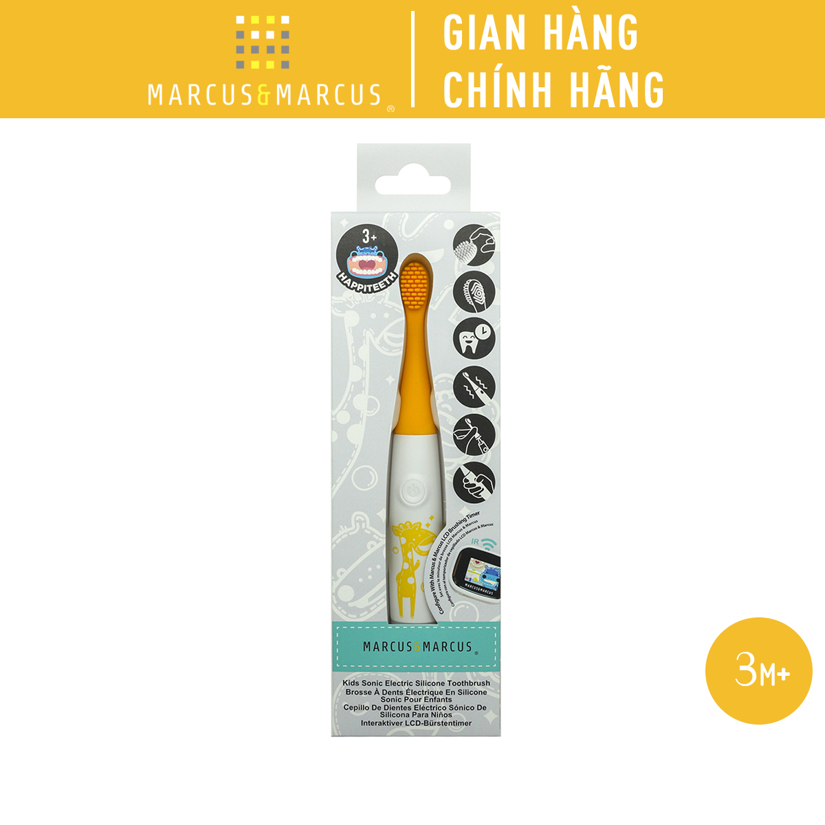 Bản chải đánh răng silicon chạy pin cho bé marcus & marcus, từ 3 tuổi - lola