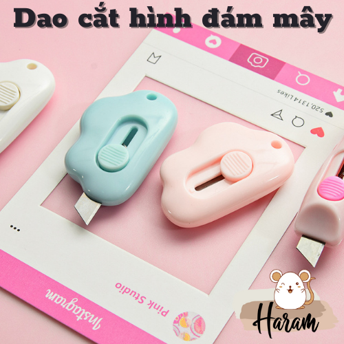Dao cắt,dọc giấy mini hình đám mây màu pastel nhỏ gọn tiện dụng