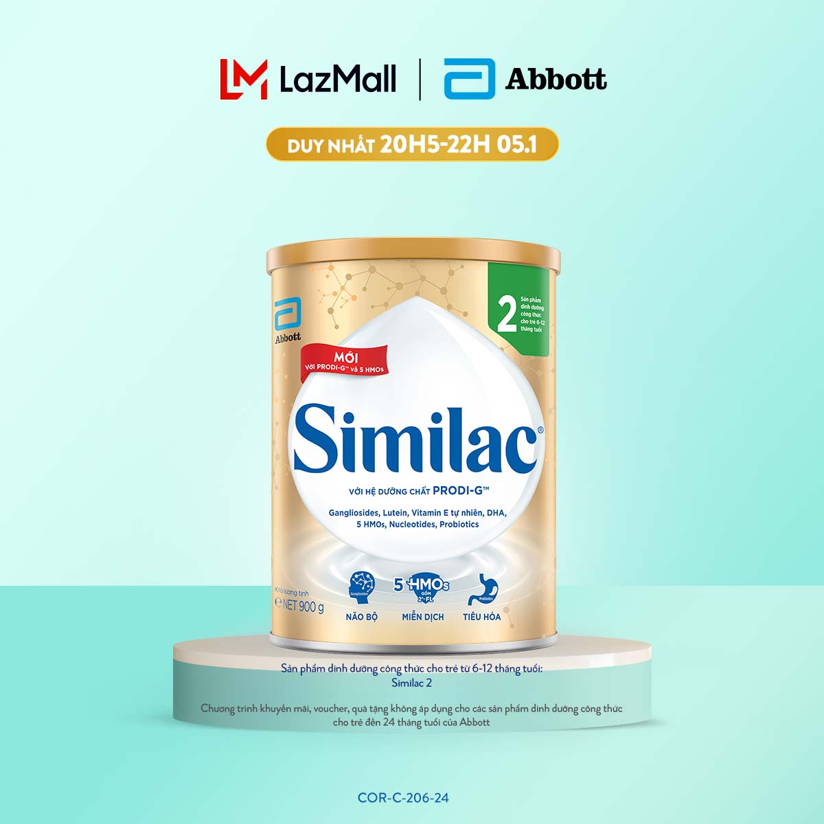 Sữa bột Similac 2 900g đột phá dinh dưỡng 5G cho trẻ từ 612 tháng tuổi miễn dịch khỏe nhanh trí tựa "5G"