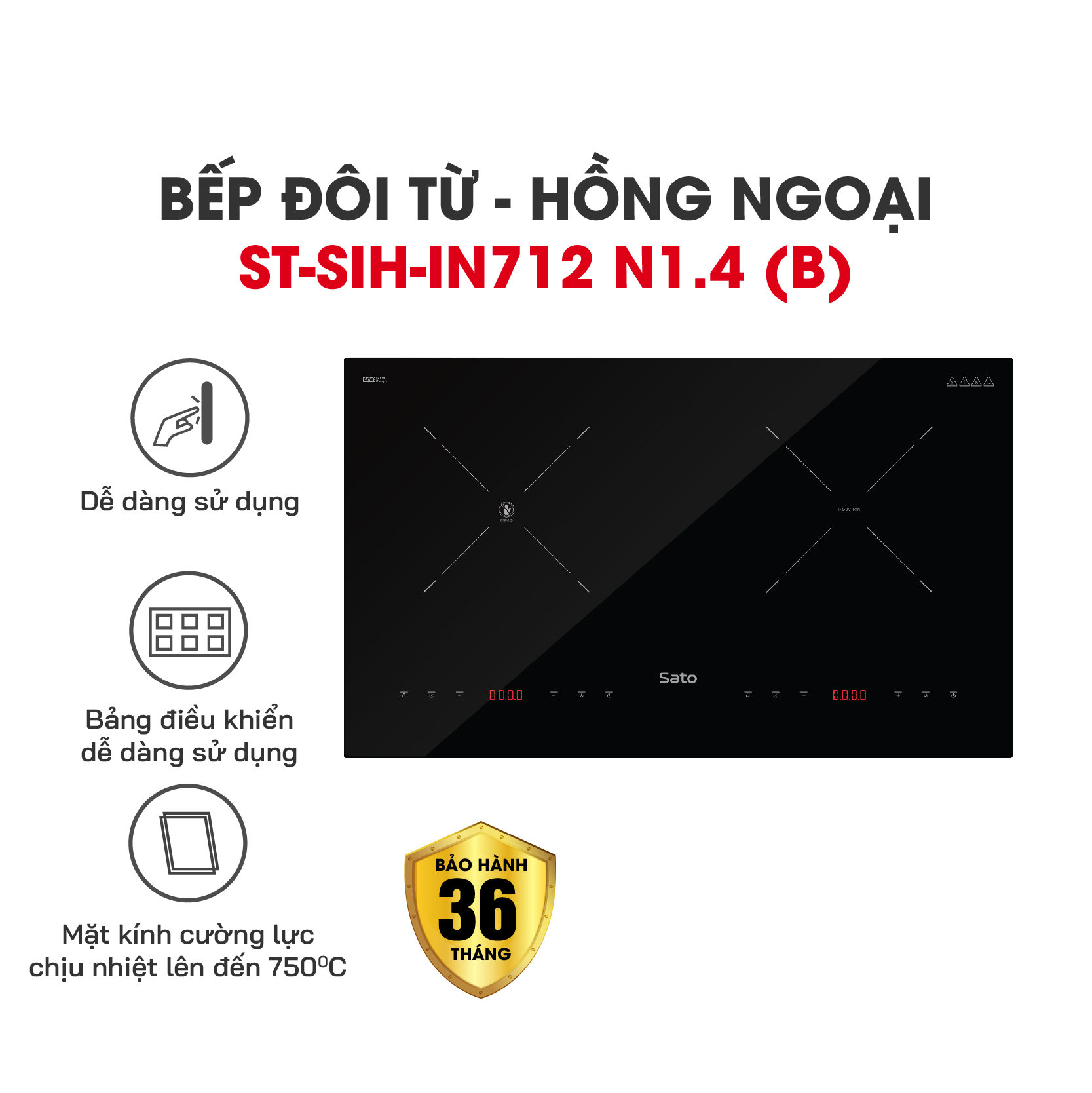 Bếp từ đôi hồng ngoại sato sih-in712 n1.4b