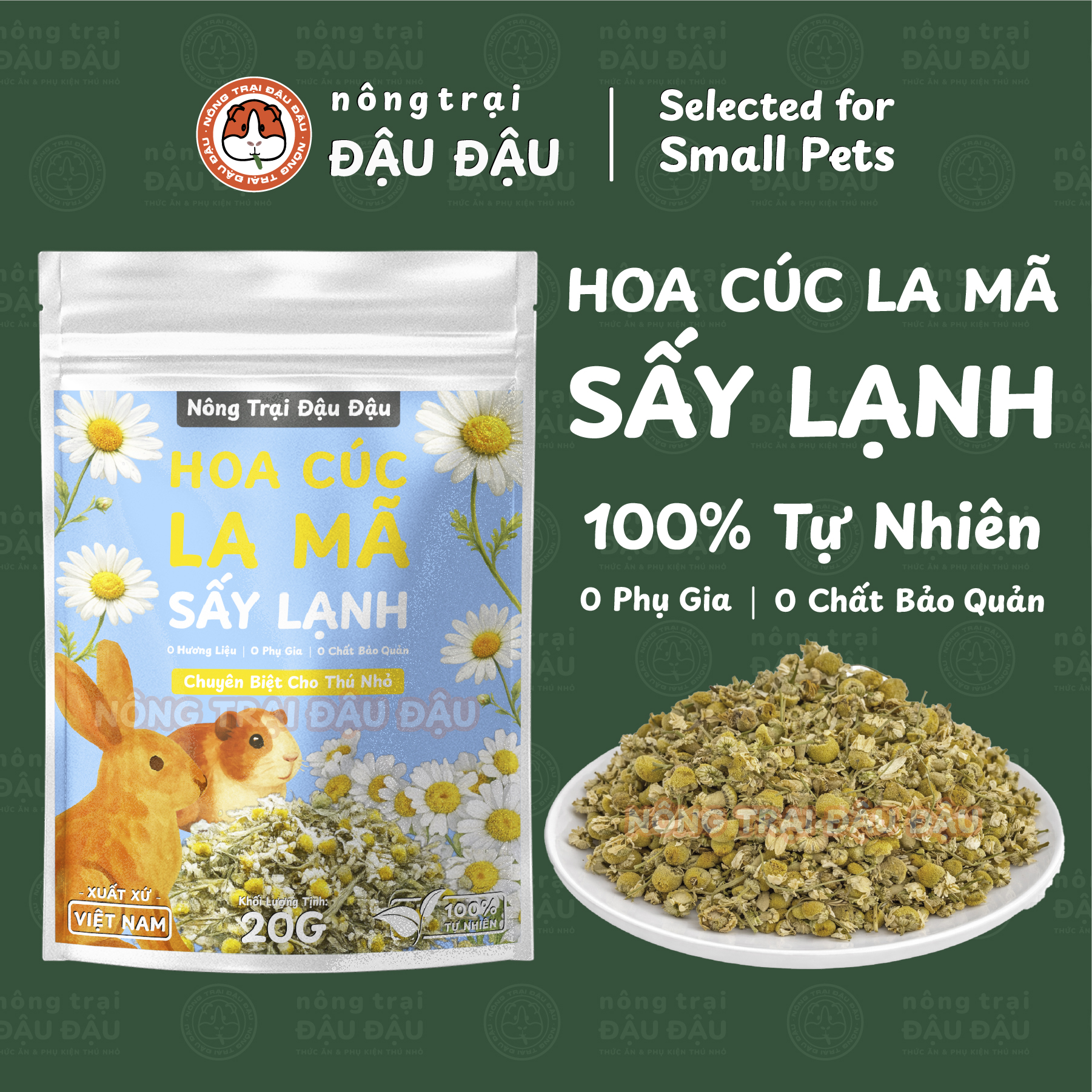 Hoa Cúc La Mã Sấy Lạnh Cho Thỏ, Bọ Ú, Chinchilla, Hamster Hoa Khô Ăn Vặt 20g