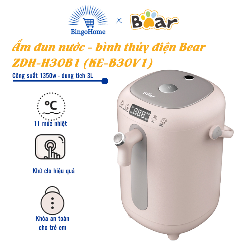Bình thủy điện thông minh bear zdh-h30b1 , dung tích 3l bảo hành 18 tháng