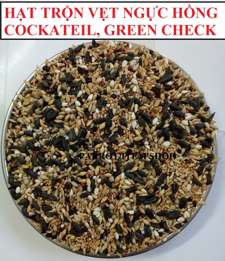 Combo 5kg hạt trộn ngực hồng , cockateil, greencheck