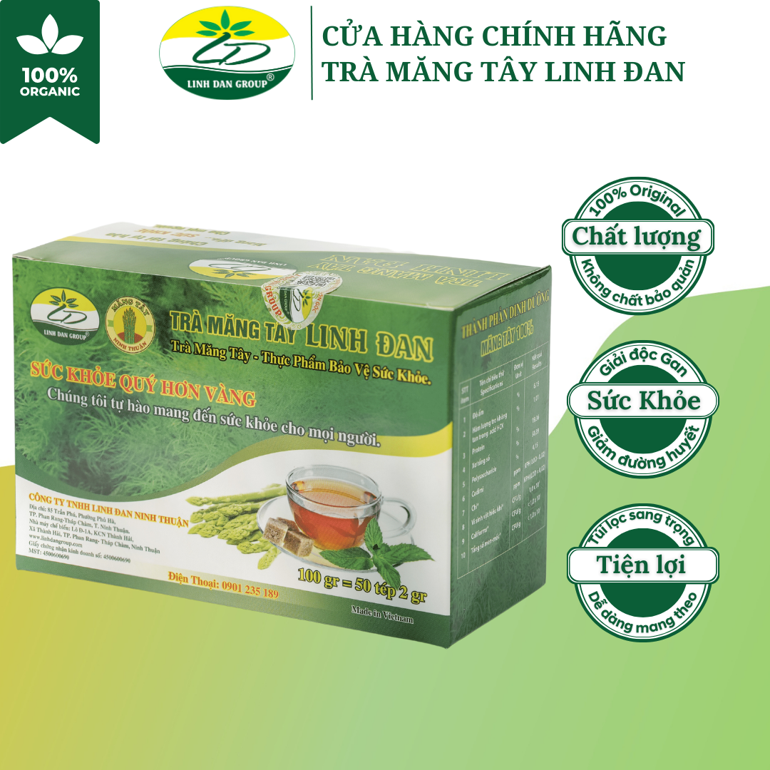 50 tép 100gr trà măng tây linh đan