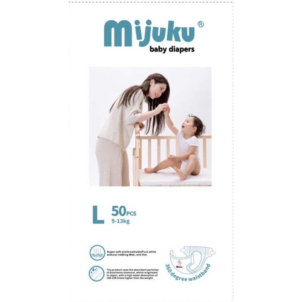 Combo 2 bịch 100 miếng bỉm tã dán, quần Mijuku cao cấp hàng chính hãng