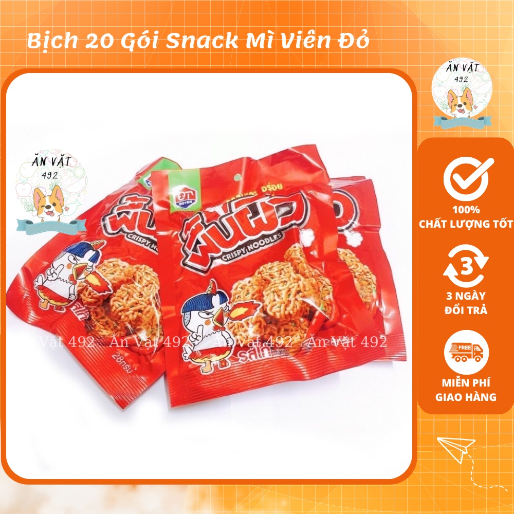 Bịch 20 Gói Snack Mì Viên Đỏ Thái Lan - Ăn Vặt 492