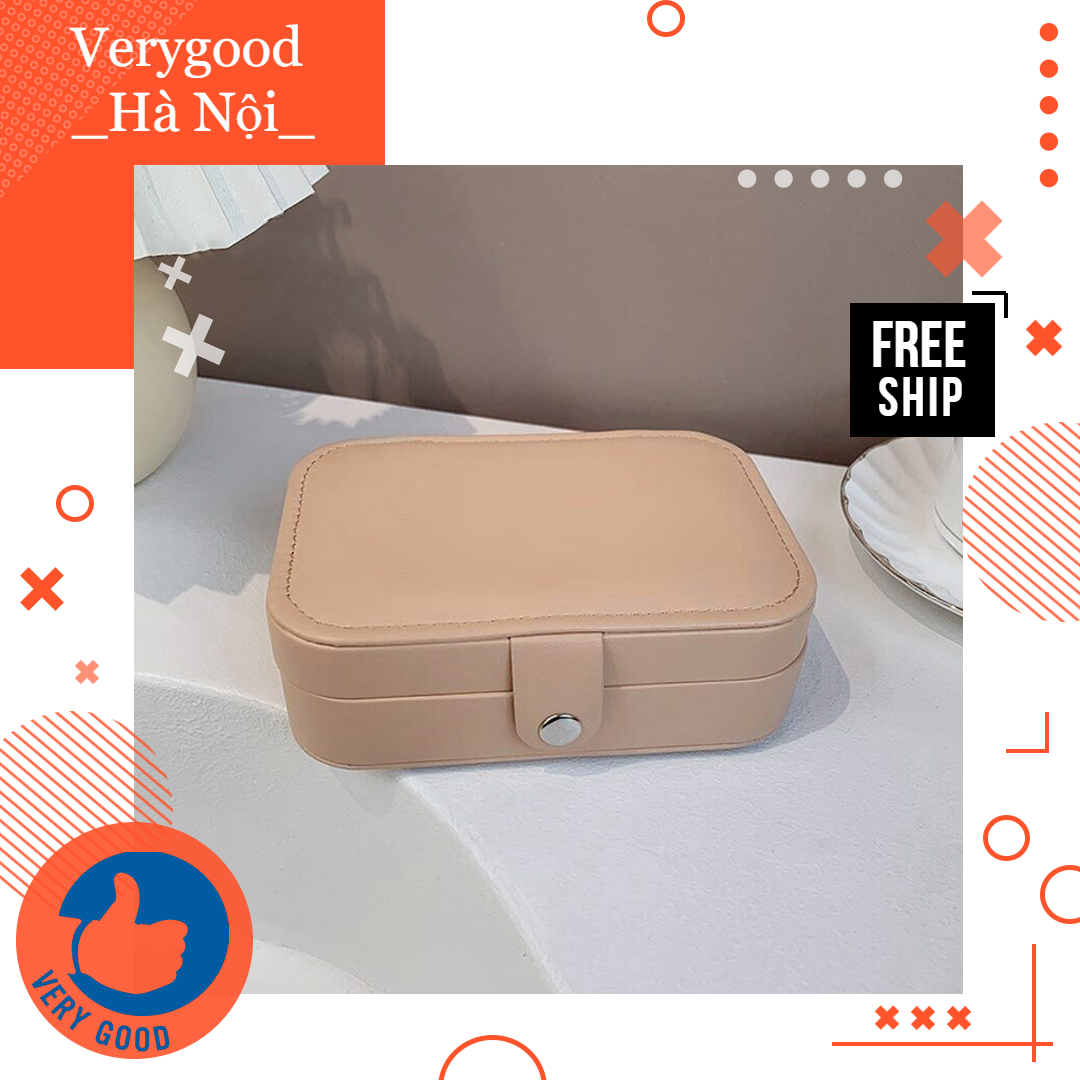 Hộp 3 tầng kệ đựng đồ trang sức nữ trang da cao cấp treo khuyên hoa tai vòng tay nhẫn mini để bàn hoặc đi du lịch picnic HL3