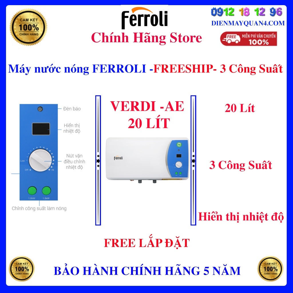 Máy nước nóng gián tiếp Ferroli Verdi AE 20L - Ferroli Verdi AE 20 LÍT