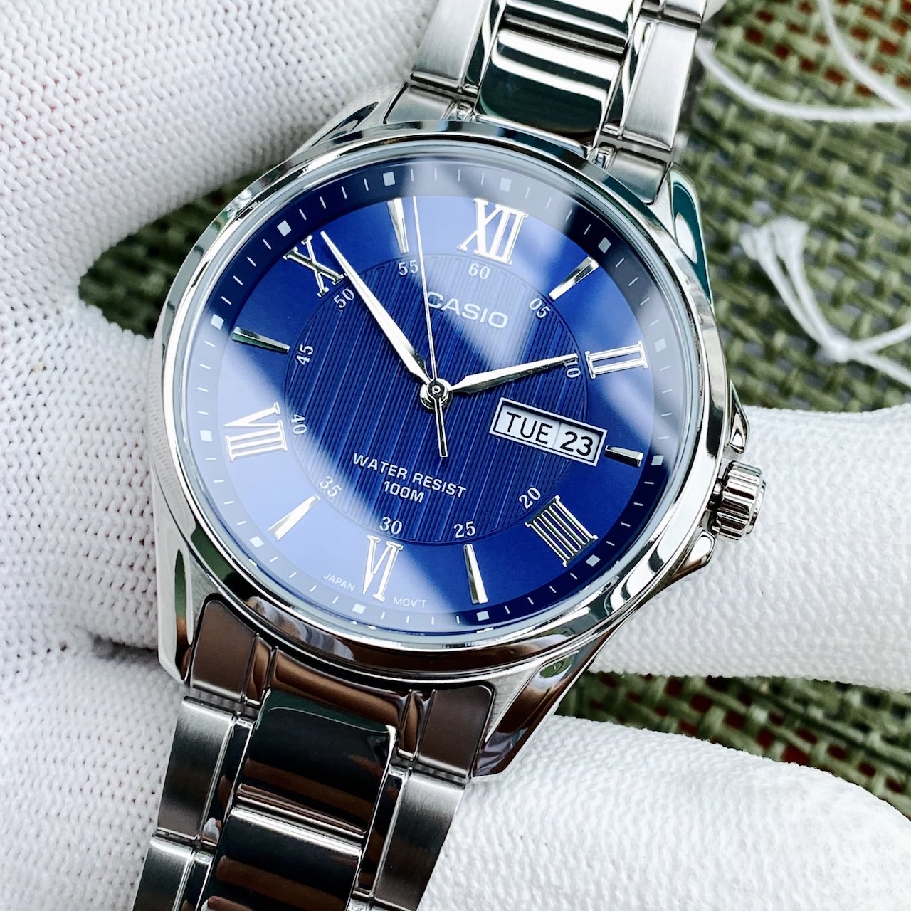 Blue&white_đồng hồ nam casio 41mm dây kim loại mtp 1384d
