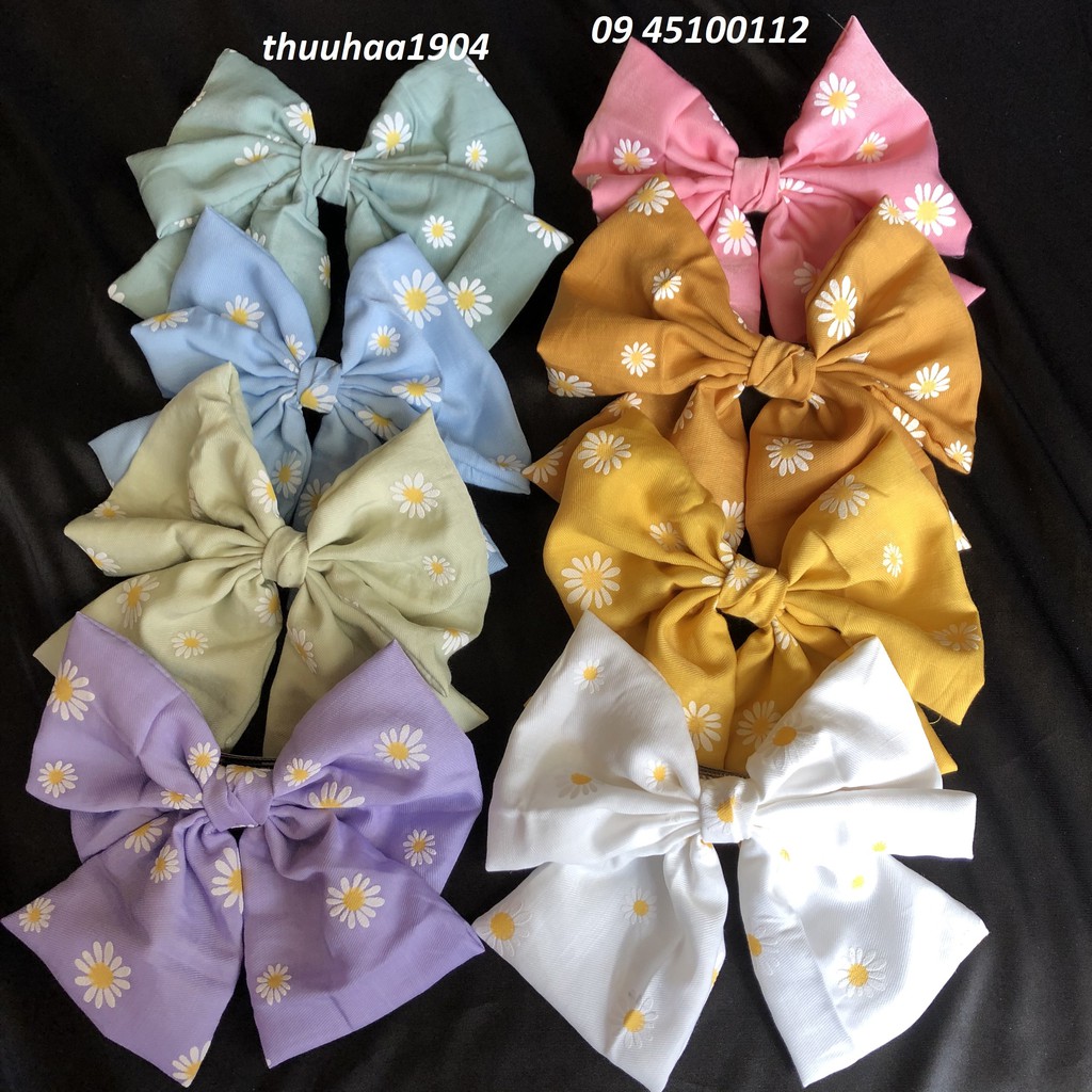 Kẹp tóc - buộc tóc nơ vải bản to scrunchies phong cách tiểu thư hàn quốc