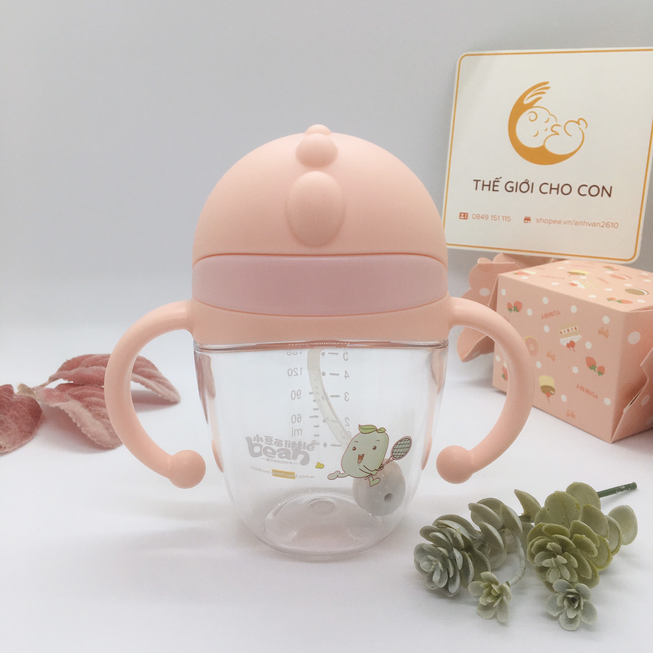 Bình tập uống chống sặc Little Bean hình khủng long