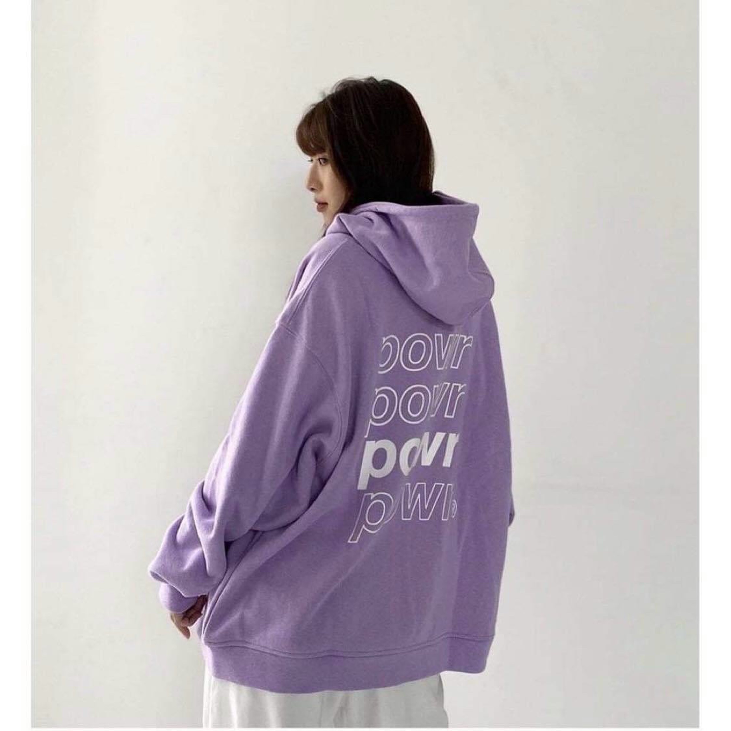 Áo Khoác Nữ - Áo Hoodie Form Rộng Thêu Chữ powr Phối Nón Nỉ Ngoại Cao Cấp Siêu Đẹp Siêu Rẻ XMTT