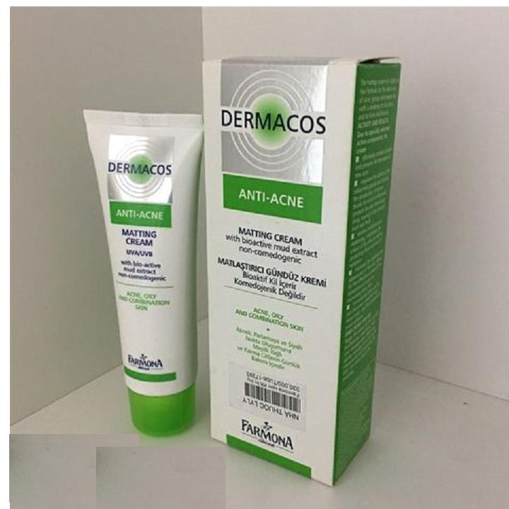KEM GIẢM BÓNG NHỜN NGỪA MỤN CHỨA BÙN HOẠT TÍNH.DERMACOS ANTI-ACNE MATTING CREAM 50ML.