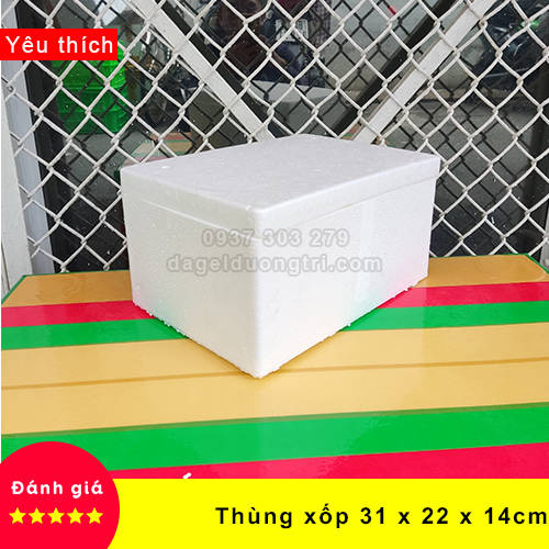 Thùng xốp giữ nhiệt loại 31x22x16cm đựng đá hải sản hoa quả đựng đồ trồng cây nuôi cá [hộp xốp]