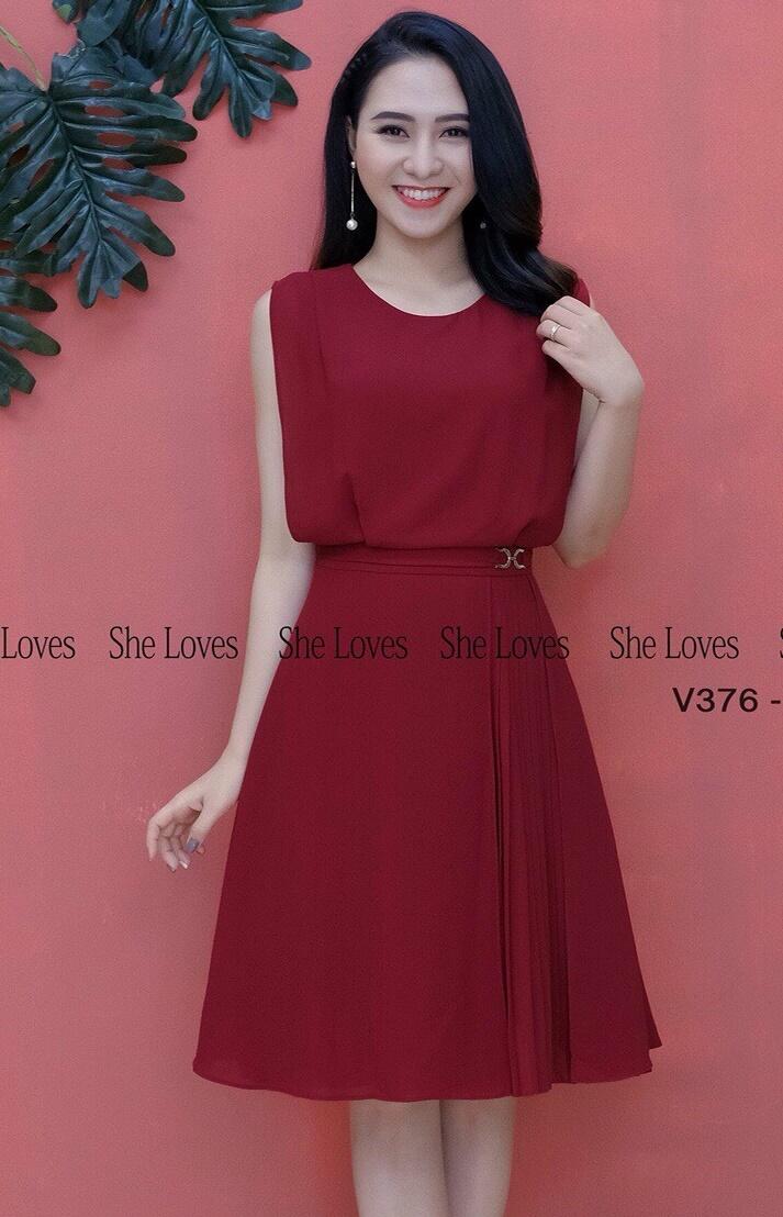 Đầm xòe lụa sát nách mát mẻ thời trang thích hợp dạo phố dự tiệc UZU.STORE