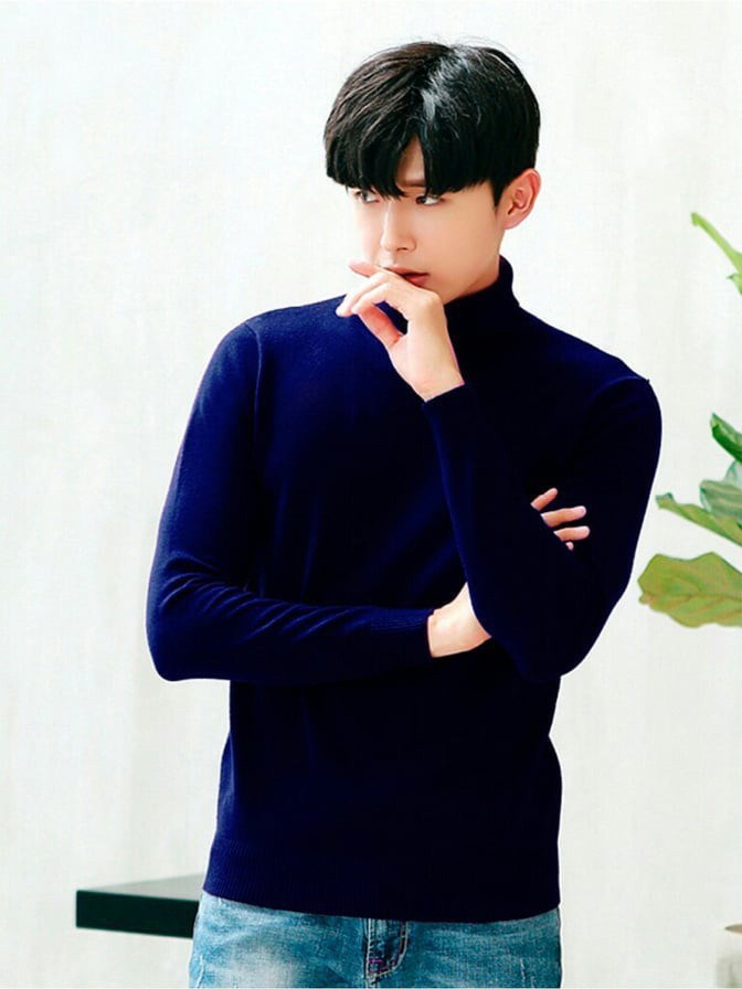 Áo Len Cổ Lọ, Áo Len Nam Quảng Châu Cổ Cao Ấm Mùa Đông, Áo Len Trơn