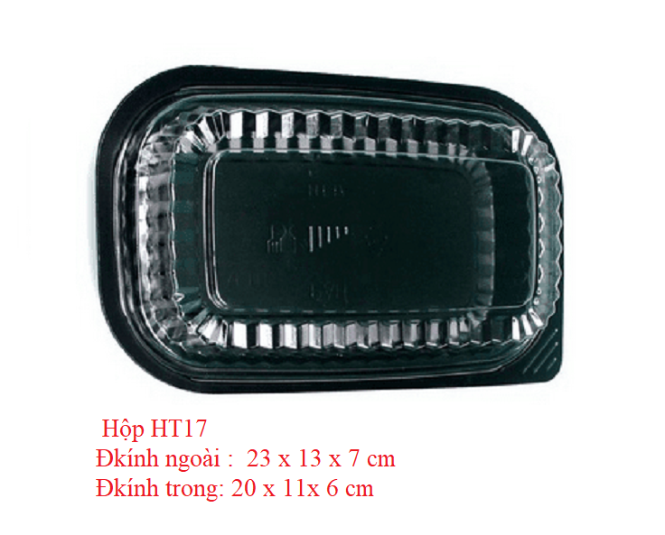 Combo 50 hộp sushi đế đen hình chữ nhật ht17 kích thước 20 cm x 11 cm x 6 cm