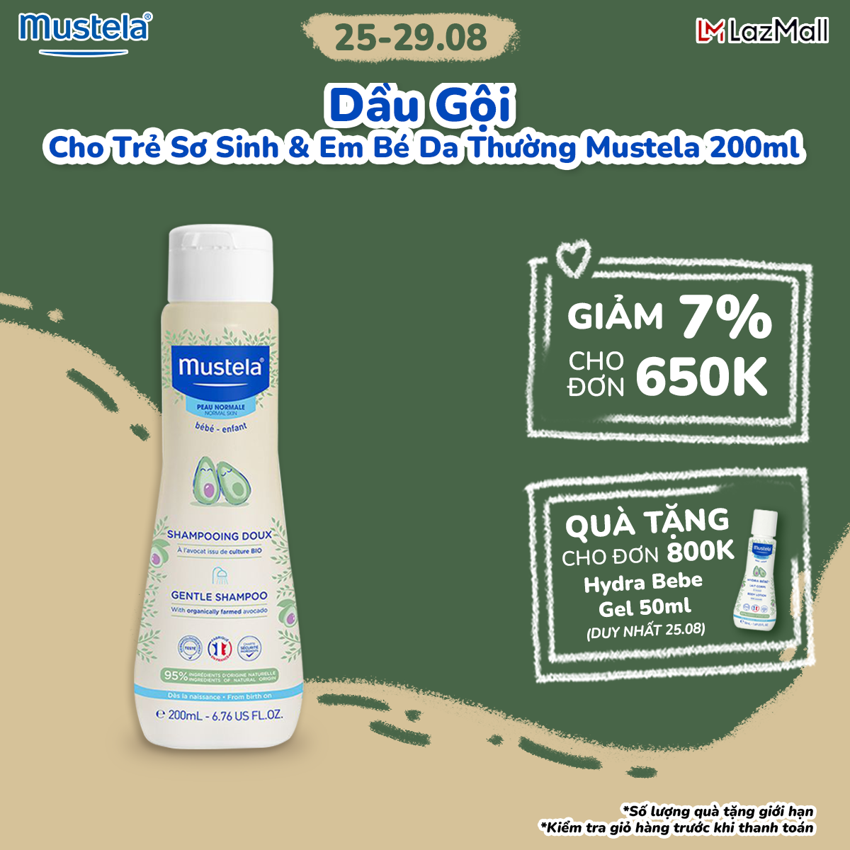 Dầu Gội Cho Trẻ Sơ Sinh & Em Bé Da Thường Mustela 200ml