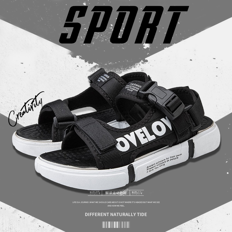 SKYDEN Dép xăng đan nam hiện đại in chữ 'LOVE' nhập khẩu dép nam leo núi dép quai ngang size 37-44