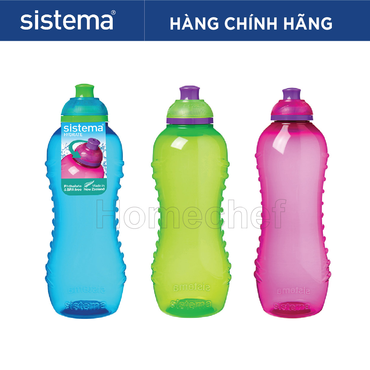 Bình đựng nước Sistema 0.62L không chứa BPA, sản xuất tại New Zealand-  3795