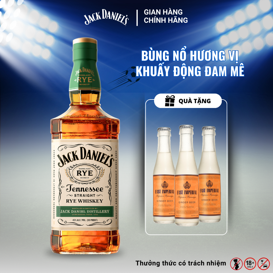 Rượu whiskey jack daniel's tennessee rye nồng độ alc 45% 700ml