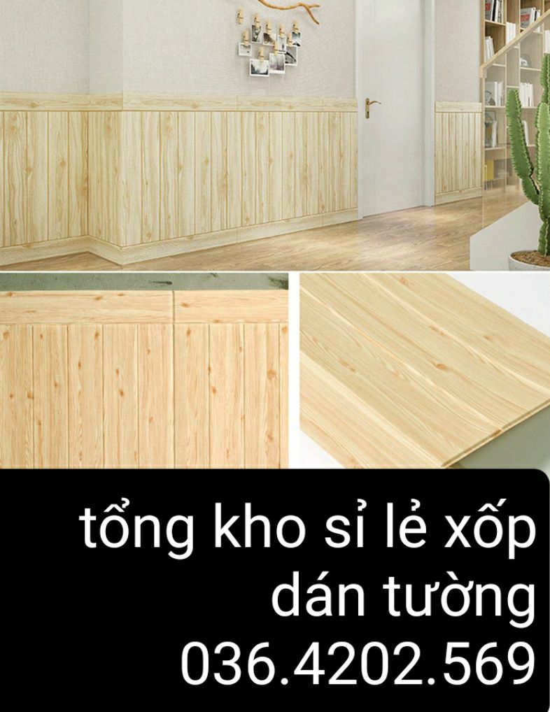 10 tấmxốp dán tường giả gỗ chống ẩm mốc
