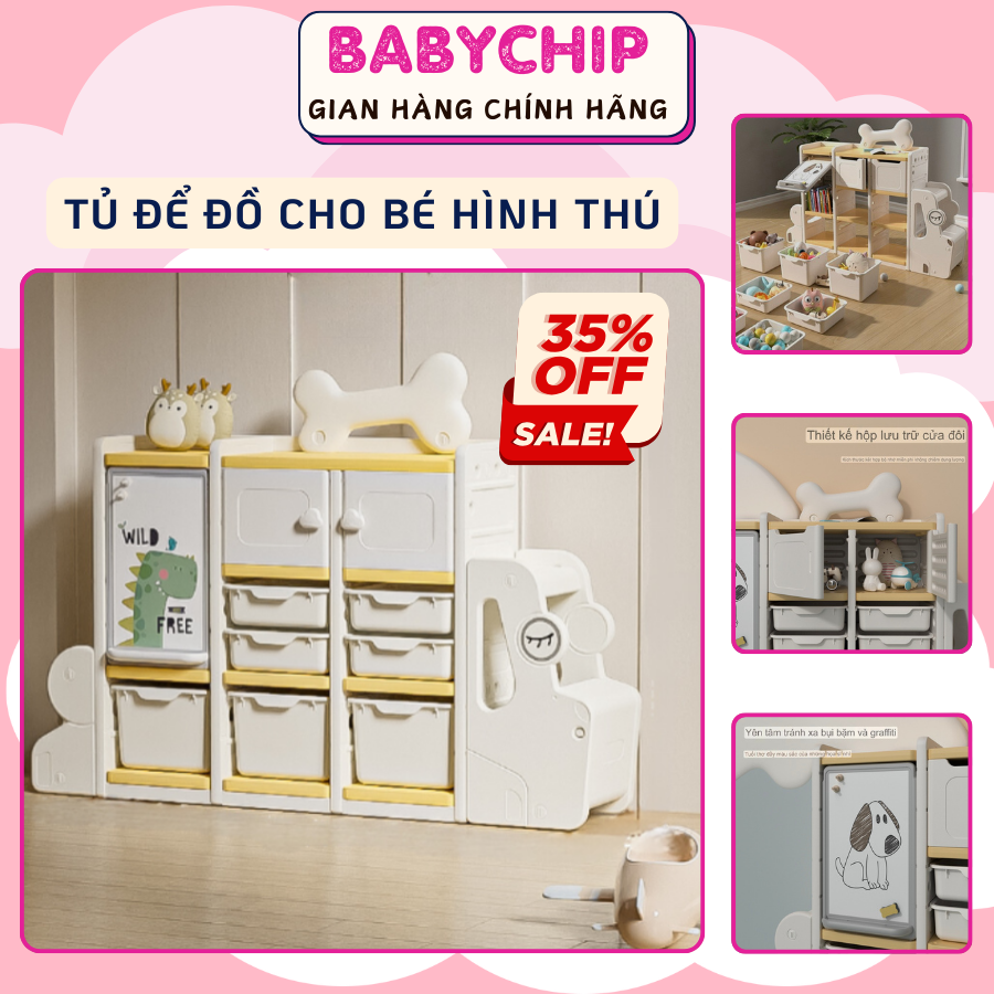 Tủ đựng đồ chơi trẻ em hình thú babychip tủ đa năng nhiều ngăn cao cấp kích thước đa dạng phù hợp với mọi không gian