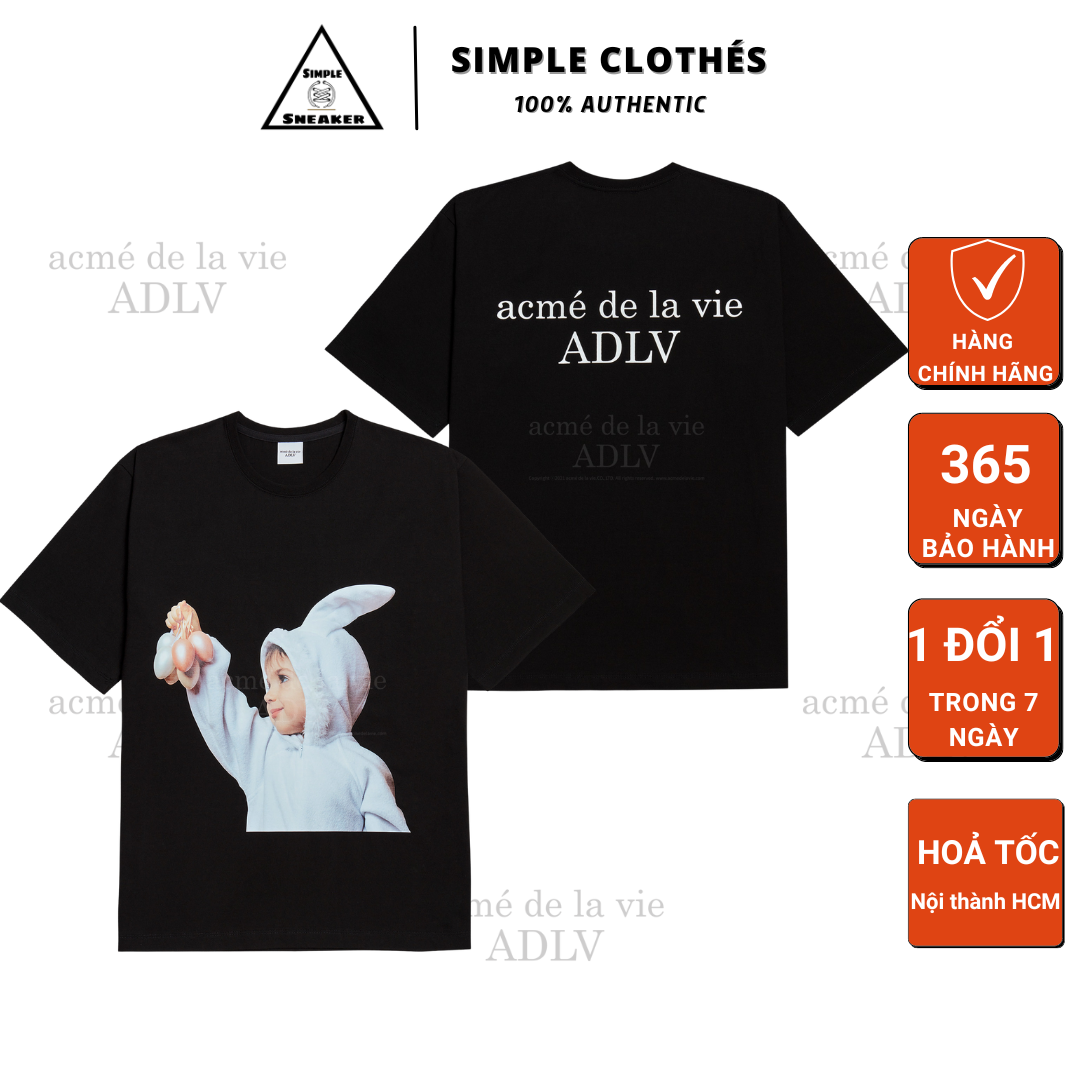 ÁO ADLV CHÍNH HÃNG🔥SIMPLE SNEAKER🔥T-shirt [acmé de la vie] ADLV BABY FACE RABBIT - Màu Đen