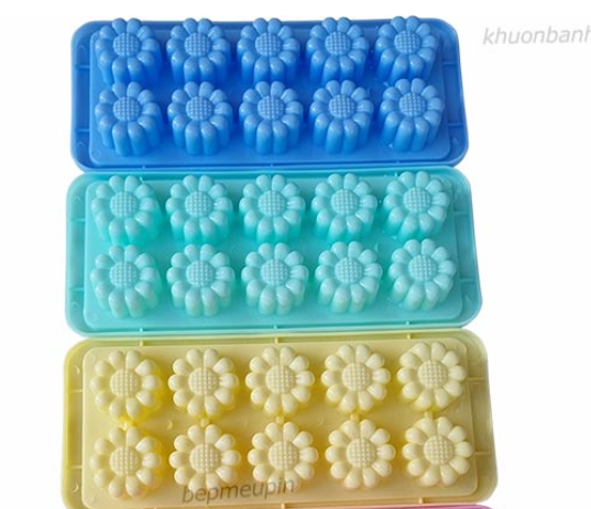 Khay làm thạch rau câu, vỉ làm nước đá hình 10 hoa cúc