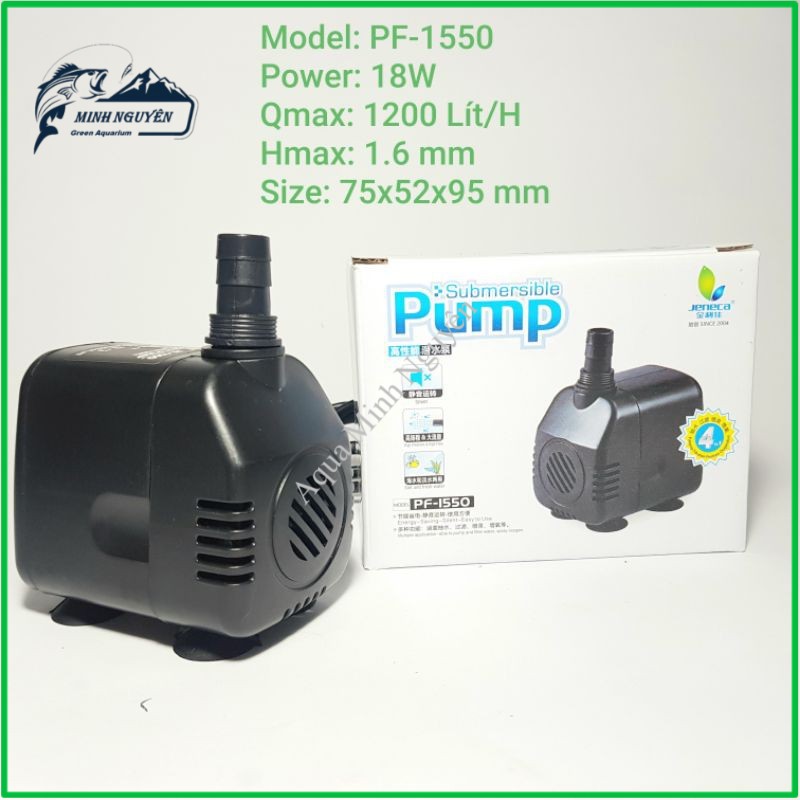 Bơm nước bể cá Jeneca PF-1550/2000 18w-26w máy bơm nước chìm mini cho bể cá cảnh hồ cá cảnh(PF-1550 16W)