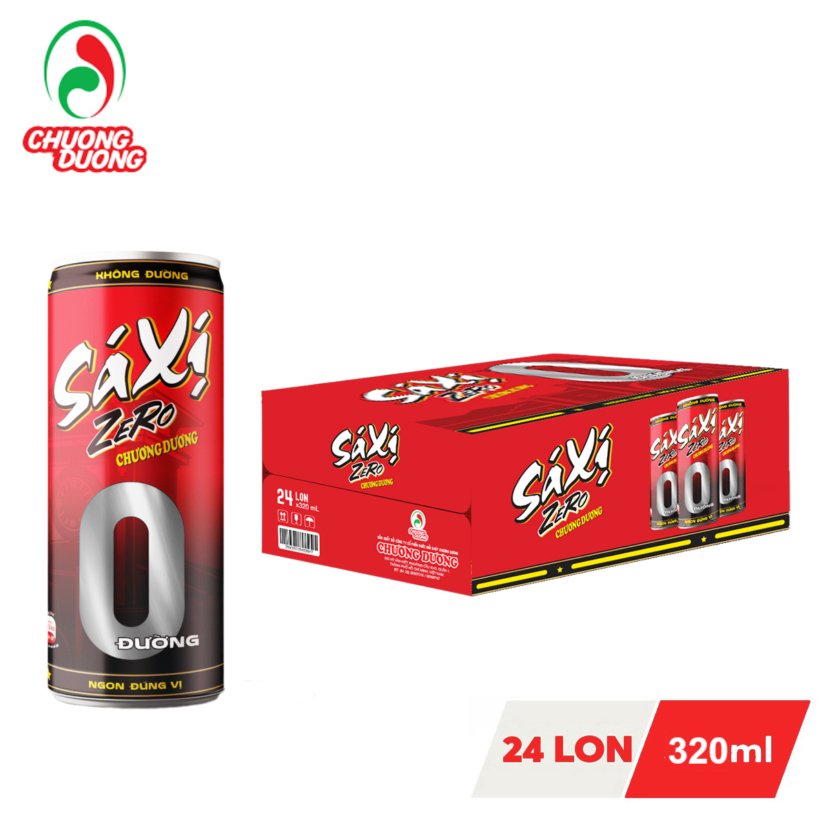 THÙNG 24 LON NƯỚC NGỌT SÁ XỊ ZERO KHÔNG ĐƯỜNG CHƯƠNG DƯƠNG 320ML