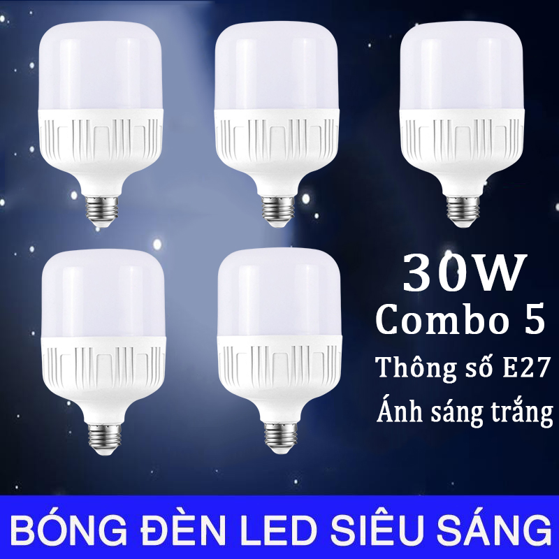 Bộ 5 bóng đèn Led trụ 30W siêu sáng tiết kiệm điện