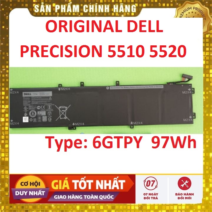 Pinoriginal dell precision 5510 5520 6gtpy 97wh - pin zin bảo hành 6 tháng lỗi đổi mới