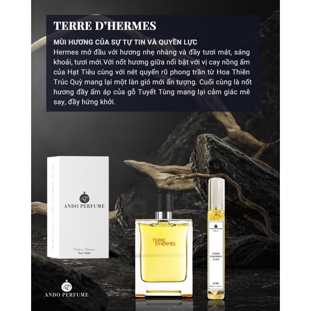 Tinh Dầu Nước hoa nam Hermes Terre D'hermes 12ml  tinh tế, sang trọng