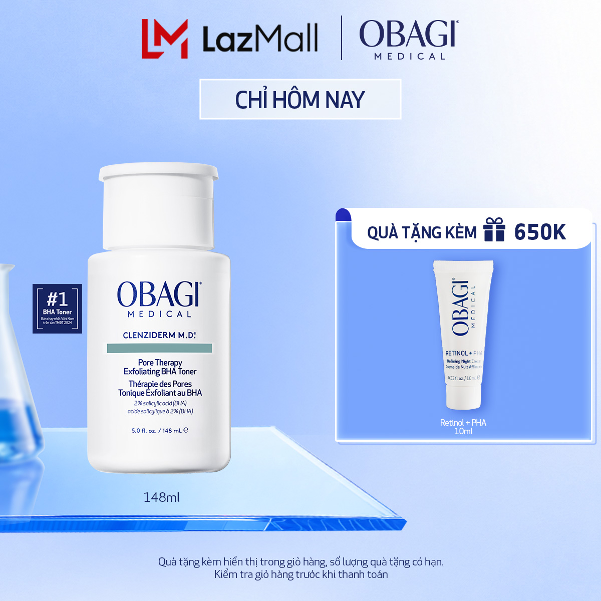 Toner BHA tẩy tế bào chết hỗ trợ giảm mụn CLENZIDERM M.D.  Pore Therapy Exfoliating BHA Toner