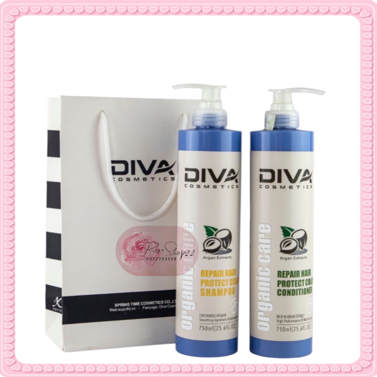 Dầu gội Diva Xanh phục hồi tóc hư tổn khô sơ kiềm dầu sạch gàu, cặp gội xả chính hãng 500ml – 750ml chính hãng
