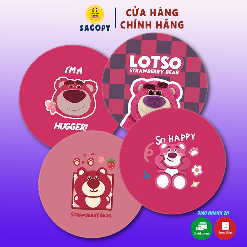 Miếng lót chuột hình tròn hoạt hình cute cao su kích thước 20cm, tấm lót chuột, bàn di chuột dễ thương giá rẻ Sagopy