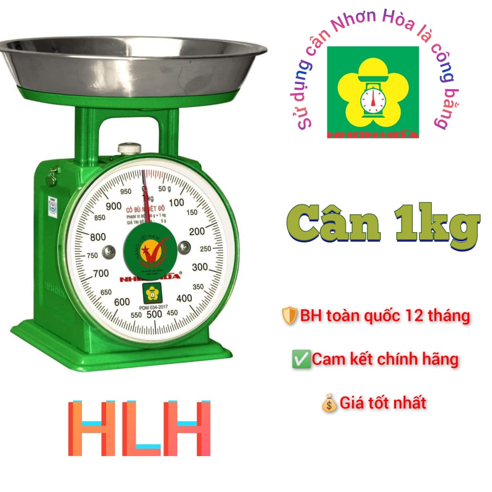 Cân Nhơn Hòa 1 kg - cân đồng hồ lò xo mặt số 6 inches