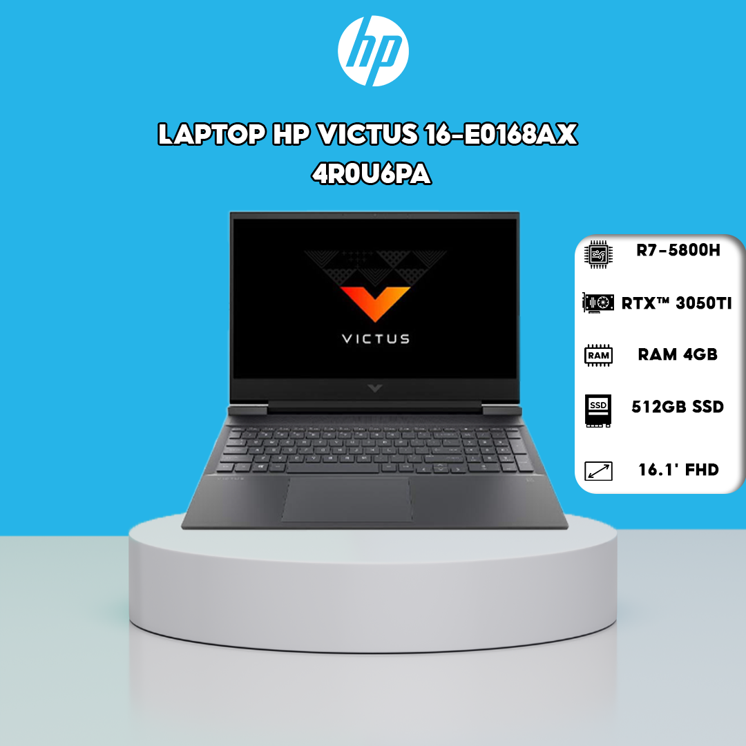 [VOUCHER 2TR5 CHO ĐƠN TỪ 17TR] Laptop HP Victus 16-e0168AX (4R0U6PA) (R7-5800H | 8GB | 512GB | GeForce RTX™ 3050Ti 4GB | 16.1' FHD 144Hz | Win 10)