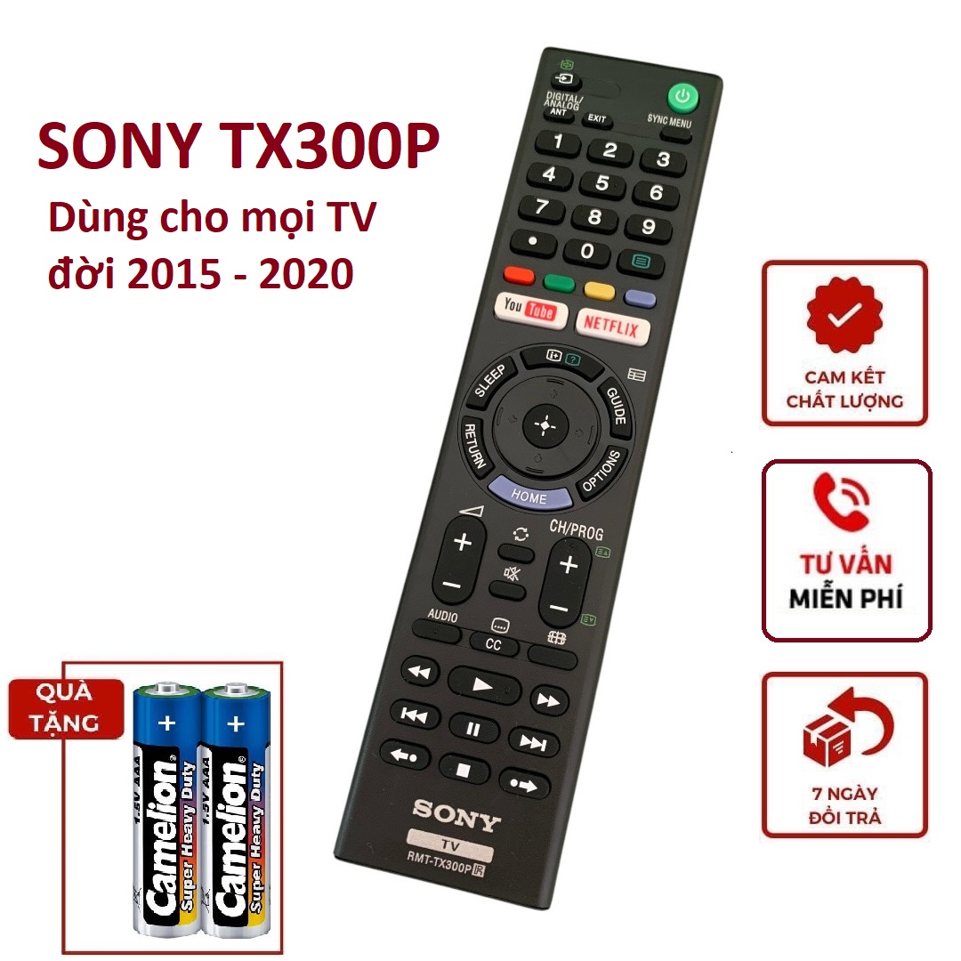 Điều khiển tivi Sony RMT-TX300P tương thích mọi tv sony đời 2015 đến 2022, remote tv sony tx300p, hàng mới, loại tốt
