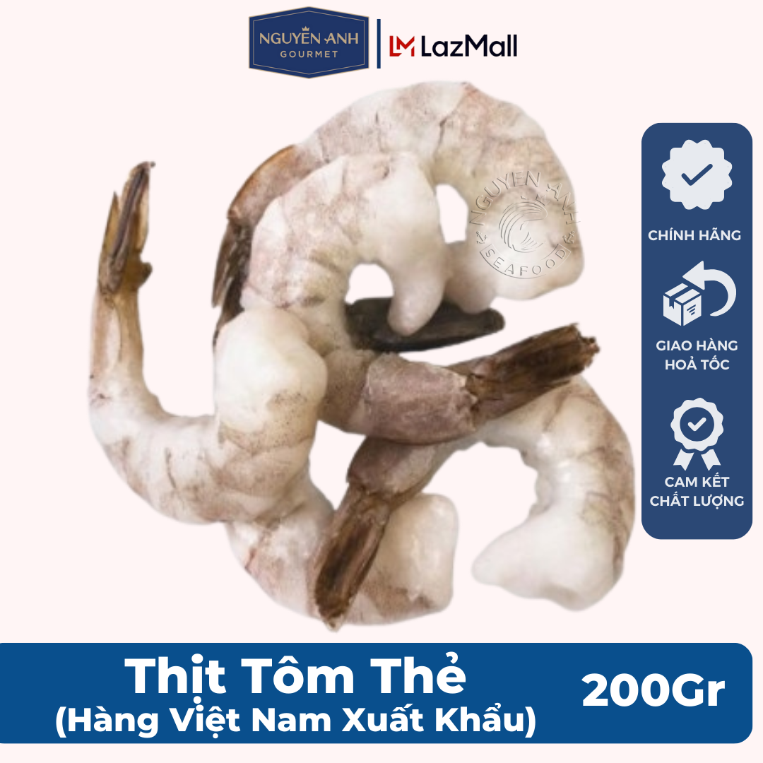 Tôm thẻ lột Nguyên Anh đặc sản Phú Quốc con to thịt ngọt như tôm sú, tôm nõn có đủ các loại hải sản tươi sống như cá, mực tươi loại 200-500gr Hải Sản Nguyên Anh.