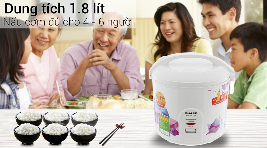 Nồi cơm điện sharp 1.8 lít ks-18tjv- hàng trưng bày